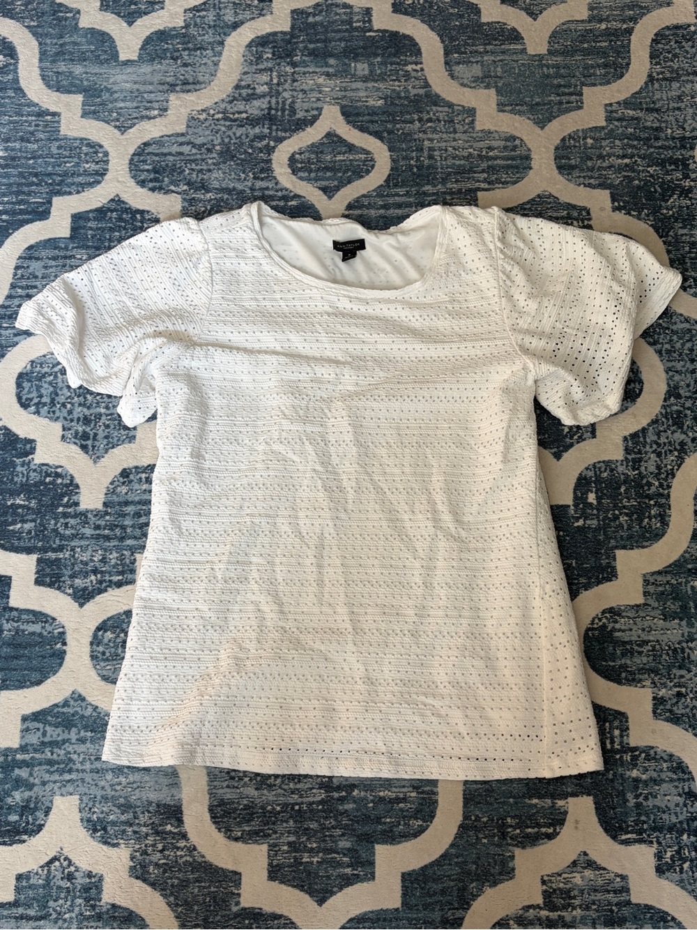 Ann Taylor Factory White Eyelet Short Sleeve Top